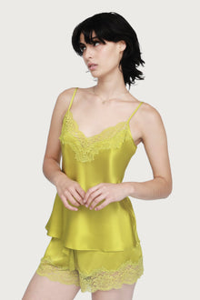 Silk Lace Cami by Ginia in Chartreuse