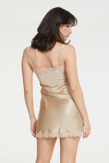 GINIA Silk Pintuck Chemise in Mink - 100% 19mm Silk Grade 6A