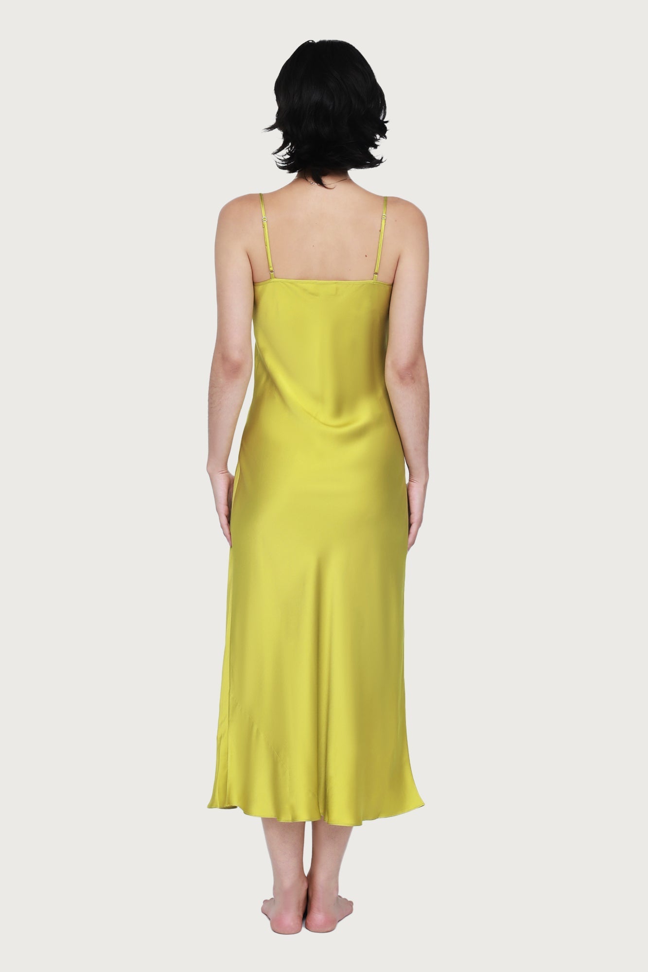 Silk Lace Slip by Ginia in Chartreuse 