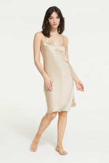 GINIA Silk Midi Slip in Mink - 100% 19mm Silk Grade 6A