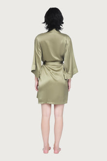 Silk Wrap Gown | Khaki