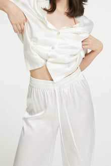 GINIA Isla Pant in Creme - 100% 19mm Silk Grade 6A