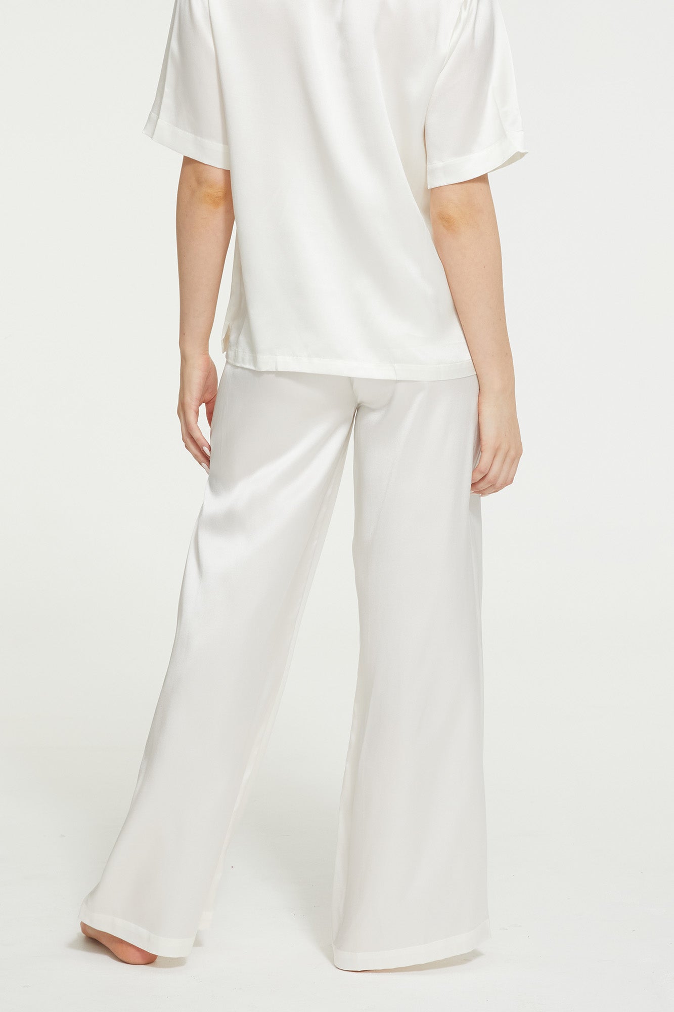 GINIA Isla Pant in Creme - 100% 19mm Silk Grade 6A