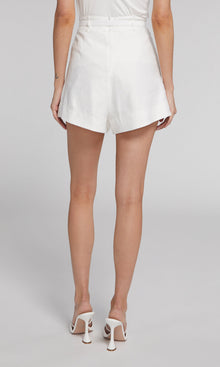 Hailey Crystal Belted Shorts | Ecru