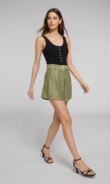 Hailey Metal Belted Shorts | Sage