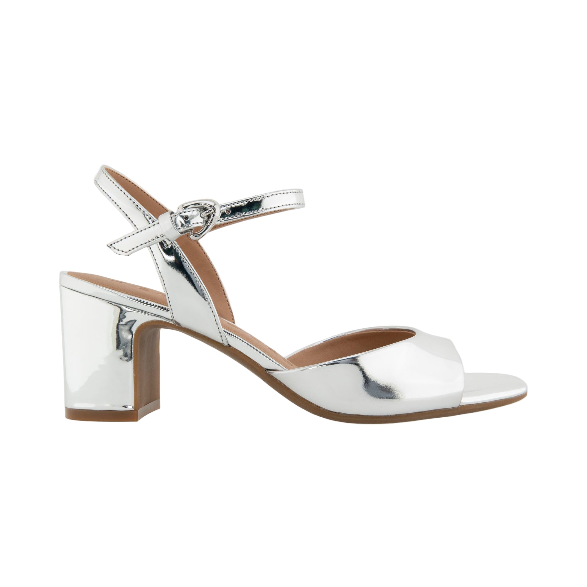 Gerda Sandals | Silver Mirror Metallic Faux Leather