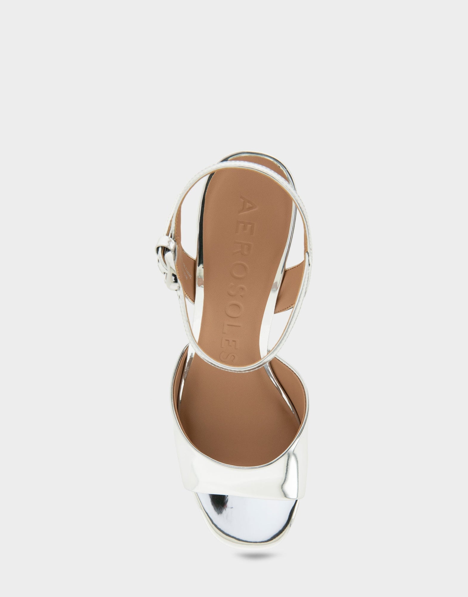 Gerda Sandals | Silver Mirror Metallic Faux Leather