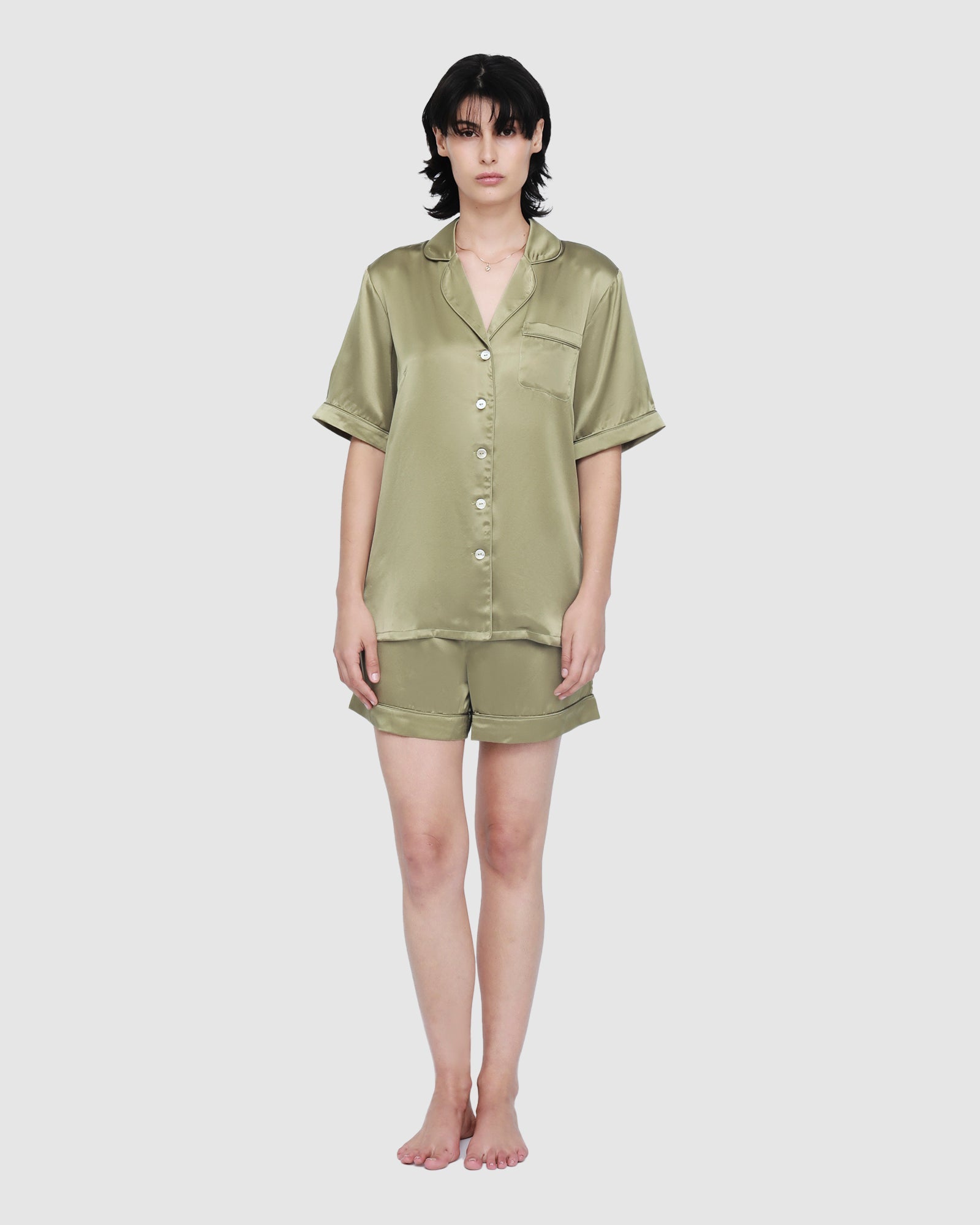 Fine Finishes Short Pyjama | Khaki