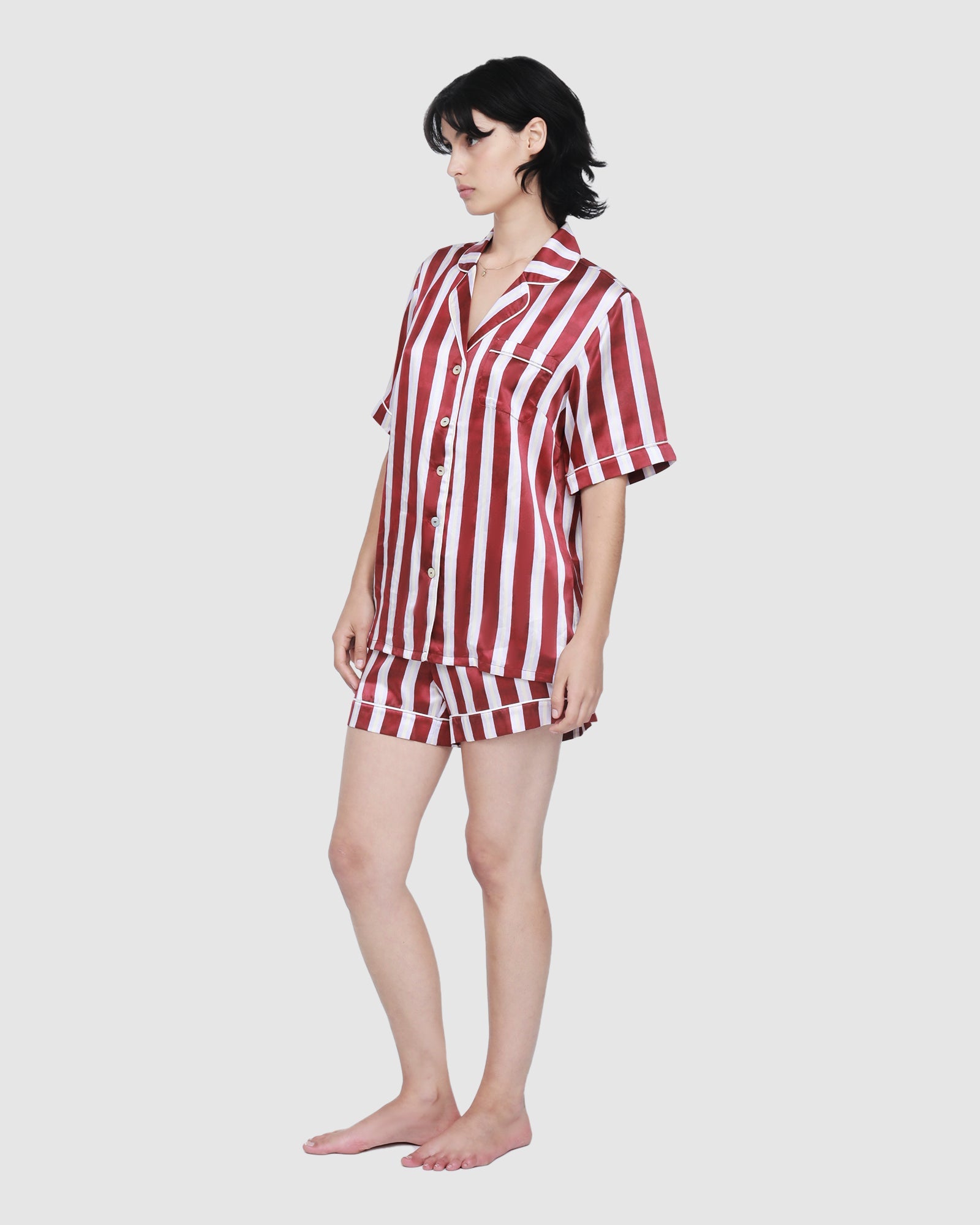 Fine Finishes Short Pajama | Red Stripe