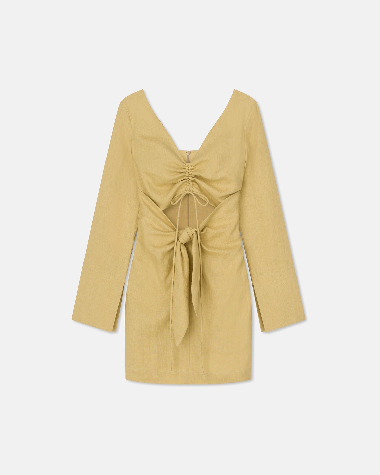 Gilia Ruched-Front Dress | Oat Linen