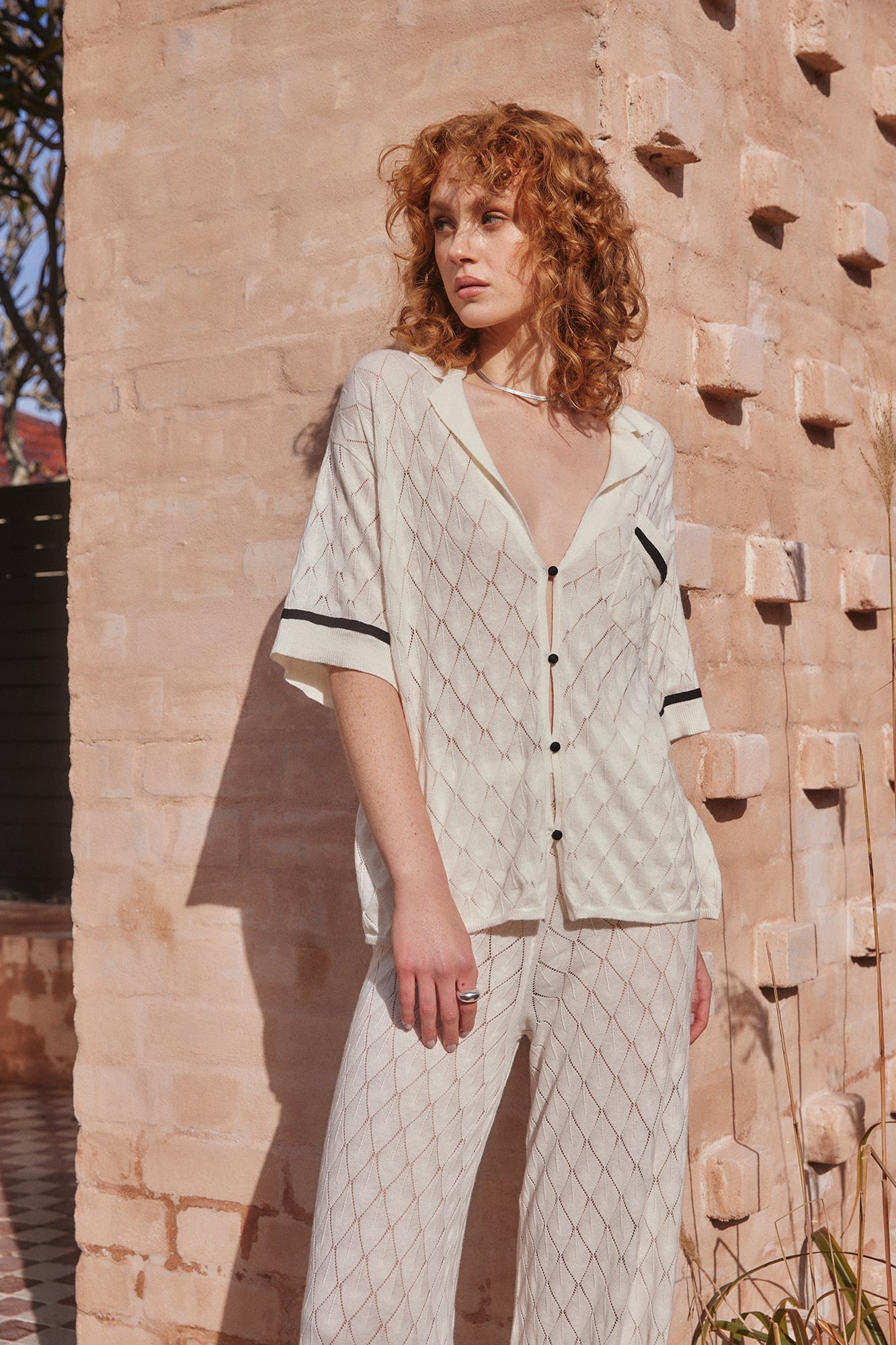 The Leaf Knit Shirt By GINIA In Ivory