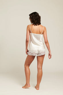 Silk Cami With Lace | Ivory/Ivory Lace