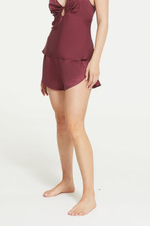 The Antoinette Short in Maroon - 100% Silk by Ginia