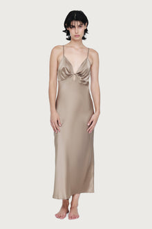 The Antoinette Long Slip By GINIA In Sepia