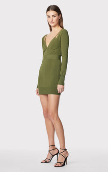 Variegated Rib Strappy Mini Dress | Olive