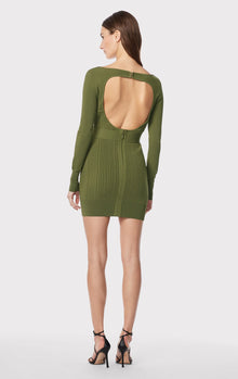 Variegated Rib Strappy Mini Dress | Olive