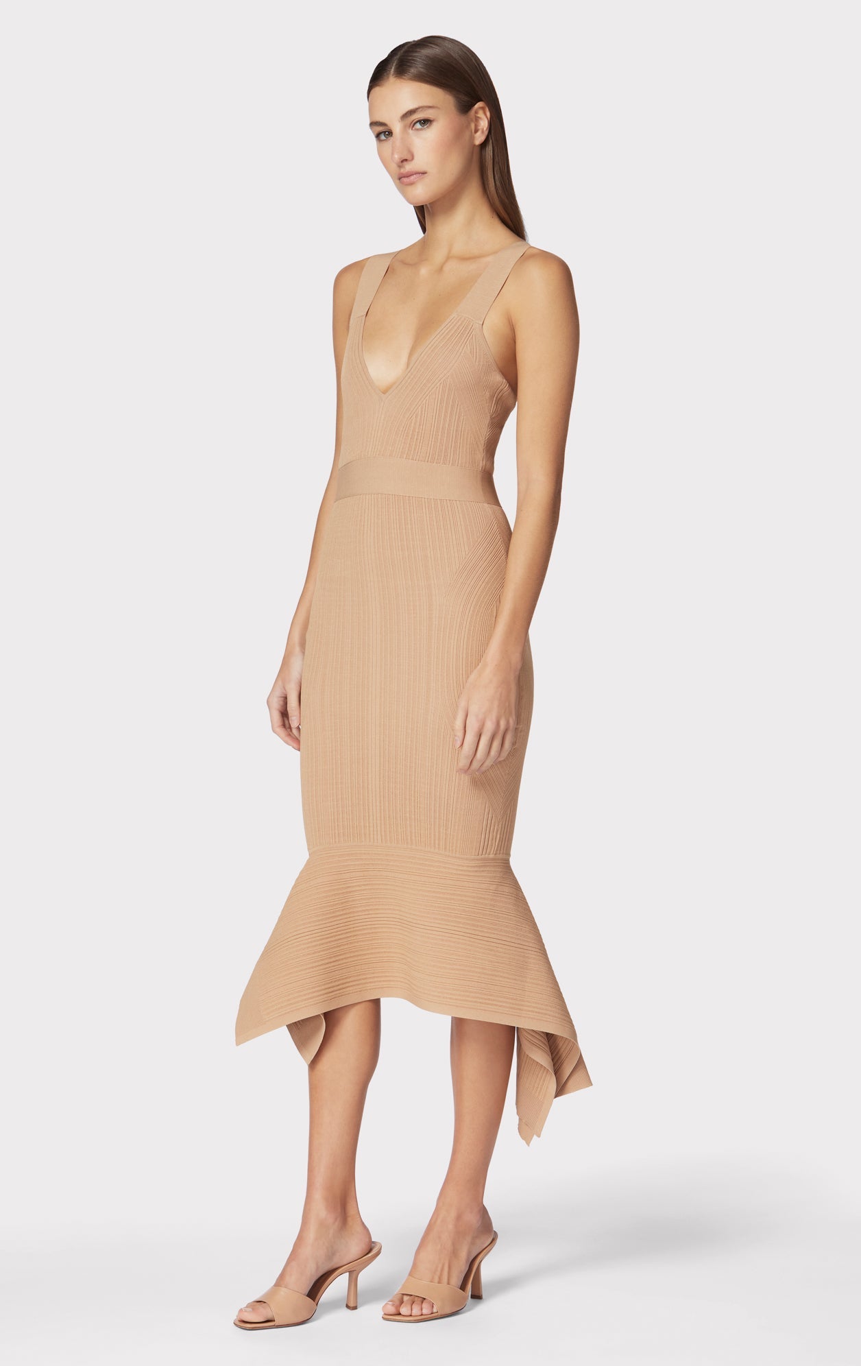 Variegated Rib Fishtail Midi Dress | Toffee