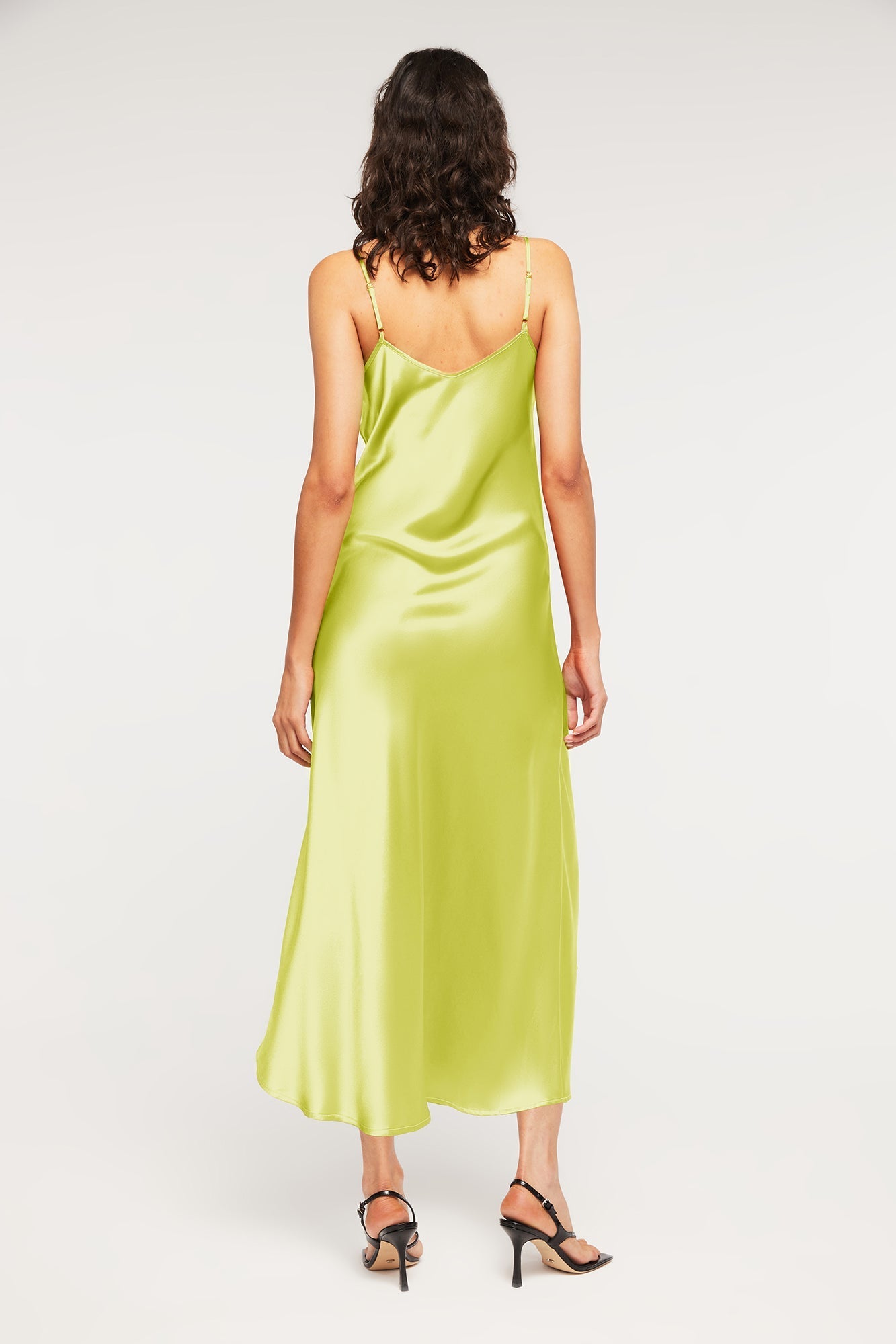 100% Silk Slip - Delilah in Electric Lime | Ginia RTW