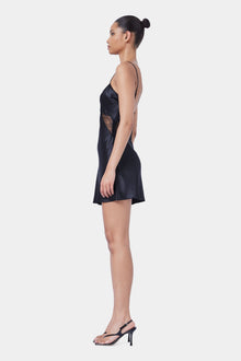 The Cascading Lace Mini Dress By GINIA In Black