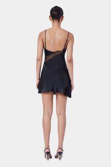 The Cascading Lace Mini Dress By GINIA In Black