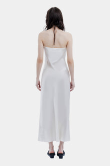 The Strapless Bias Midi Dress By GINIA In Buttercream