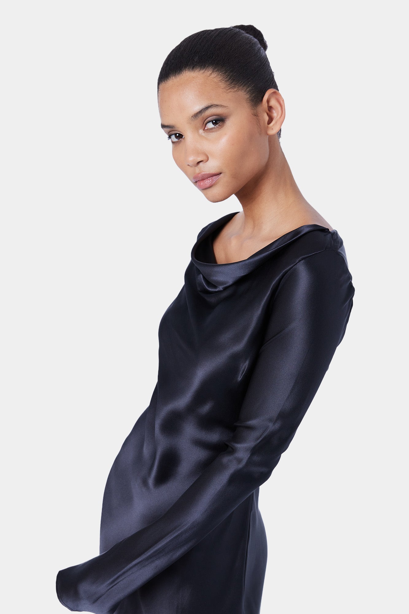 The Asym Splice LS Dress By GINIA In Black