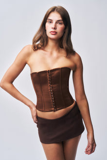 Womens | Micro Mini Stretch Skirt | Brown