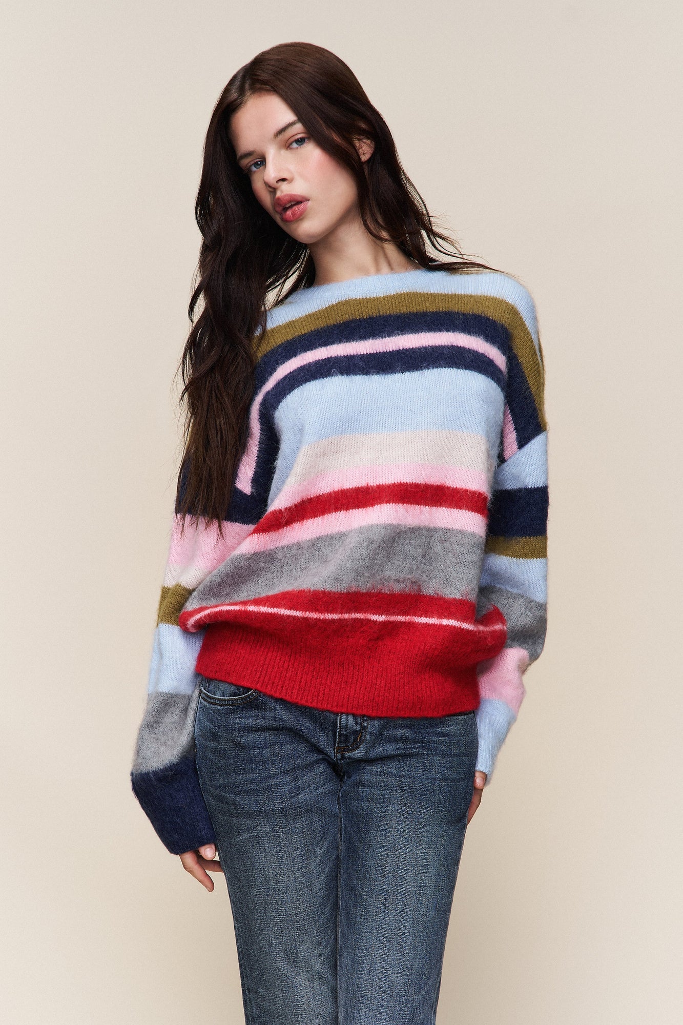 Womens | Hawley Oversized Stripe Wool Jumper | Blue
