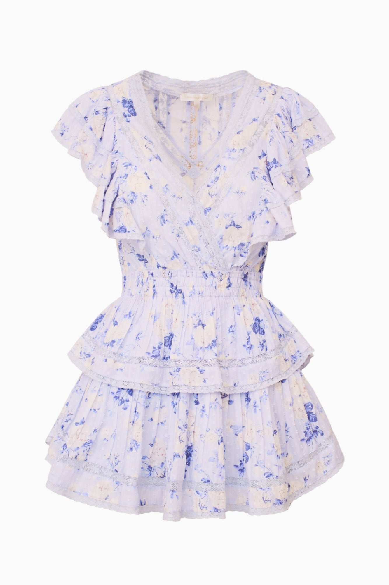 Gwen Heirloom Print Cotton Mini Dress | Whisper Blue