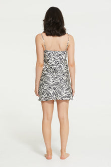 The Zafina Chemise in Brush Zebra Print by Ginia Sleepwear