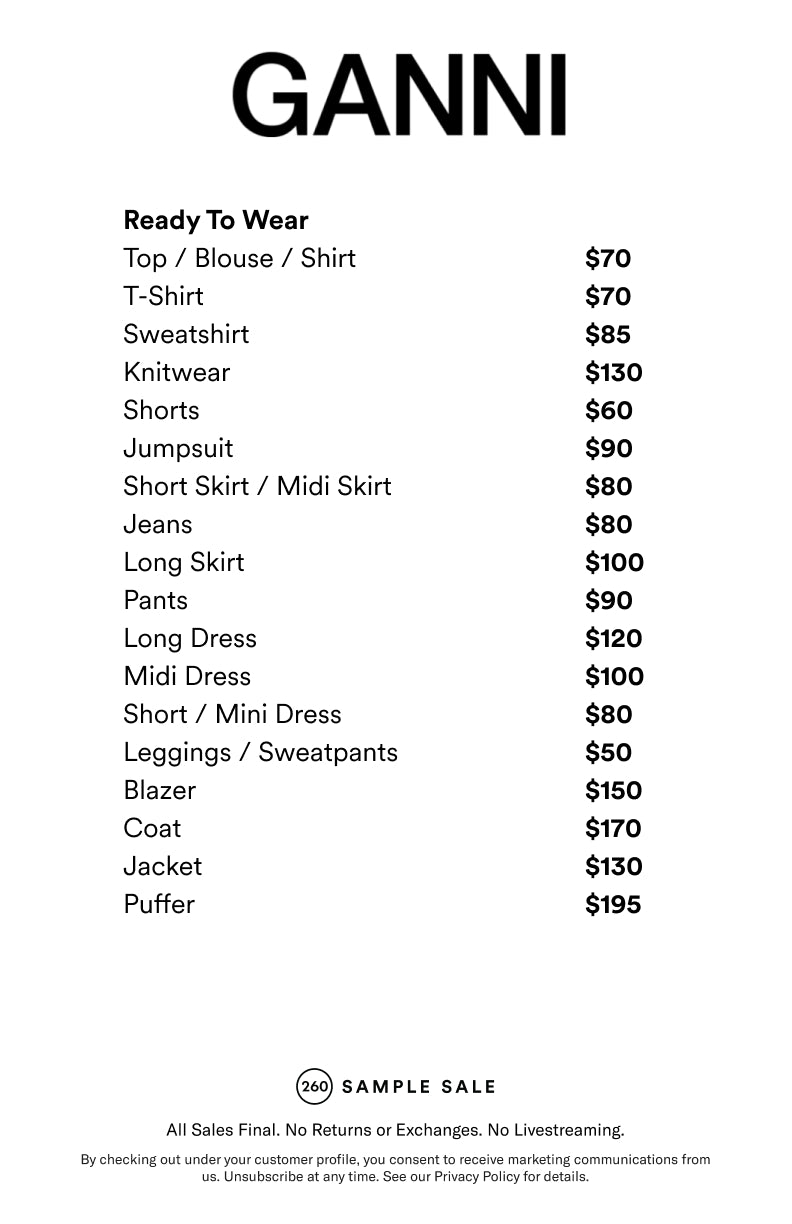 Price table
