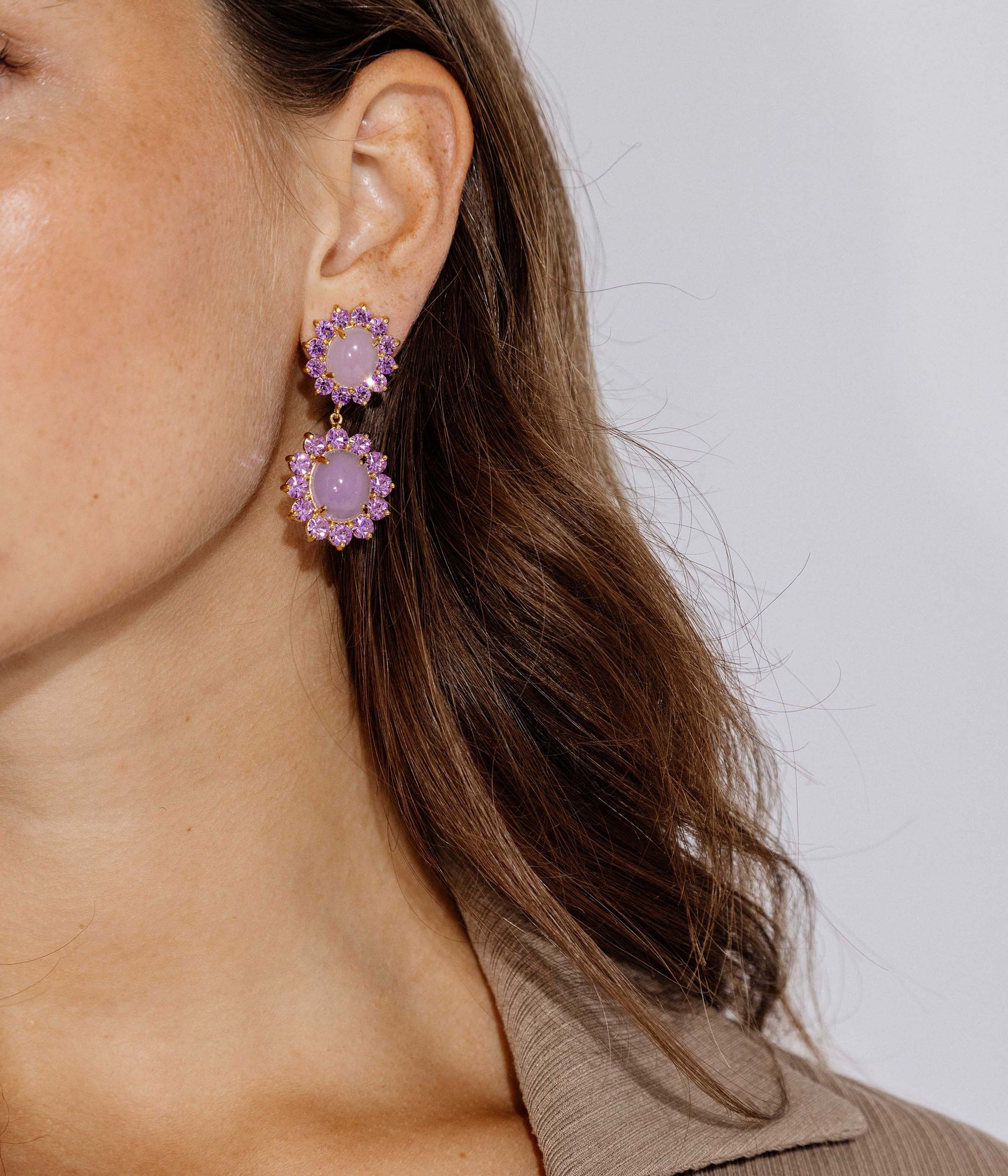 Georgie Drop Earrings in Pink - Loren Hope