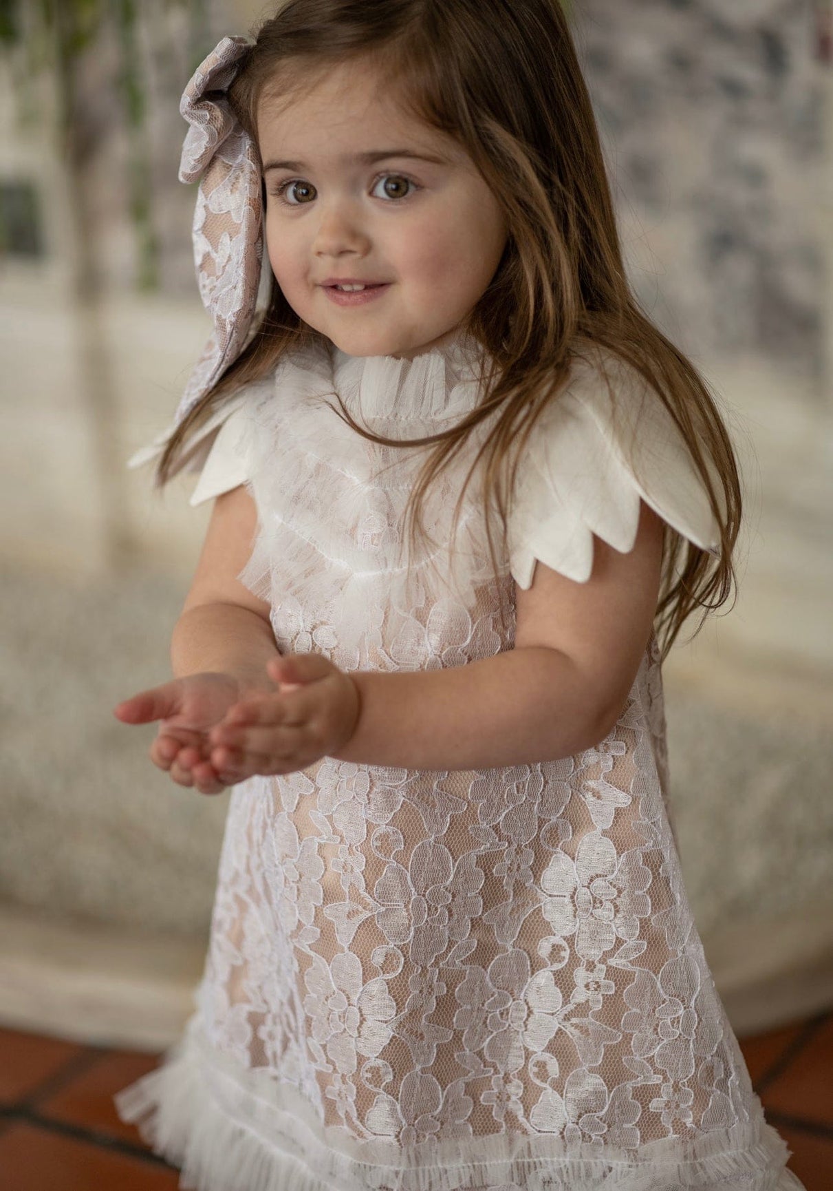 Girl | Dove Lace Overlay Dress | Beige