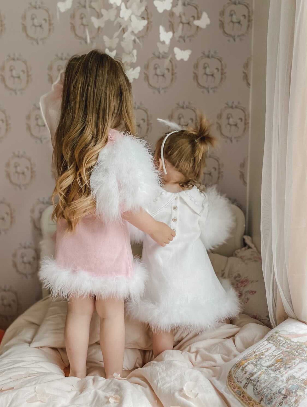Girl | Ella Knit Feather Dress | White