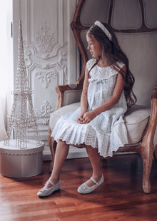 Girl | Iris Tweed Dress | White x Blue