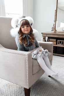 Girl | Lana Ruffle Socks with Poms and Bows Bow | White x Silver