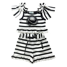 Girl | Monaco Black and White Striped Top and Shorts Set