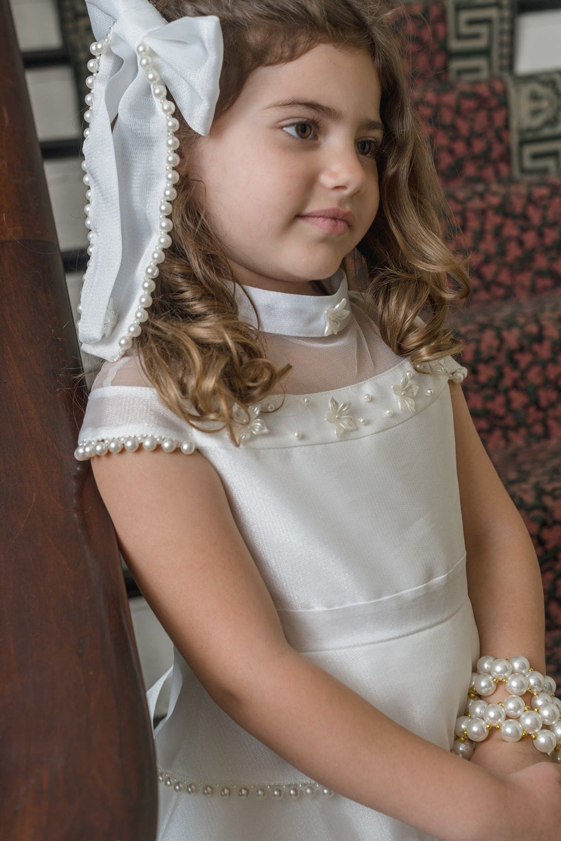 Girl | Pearl Ceremony Hair Bow | White