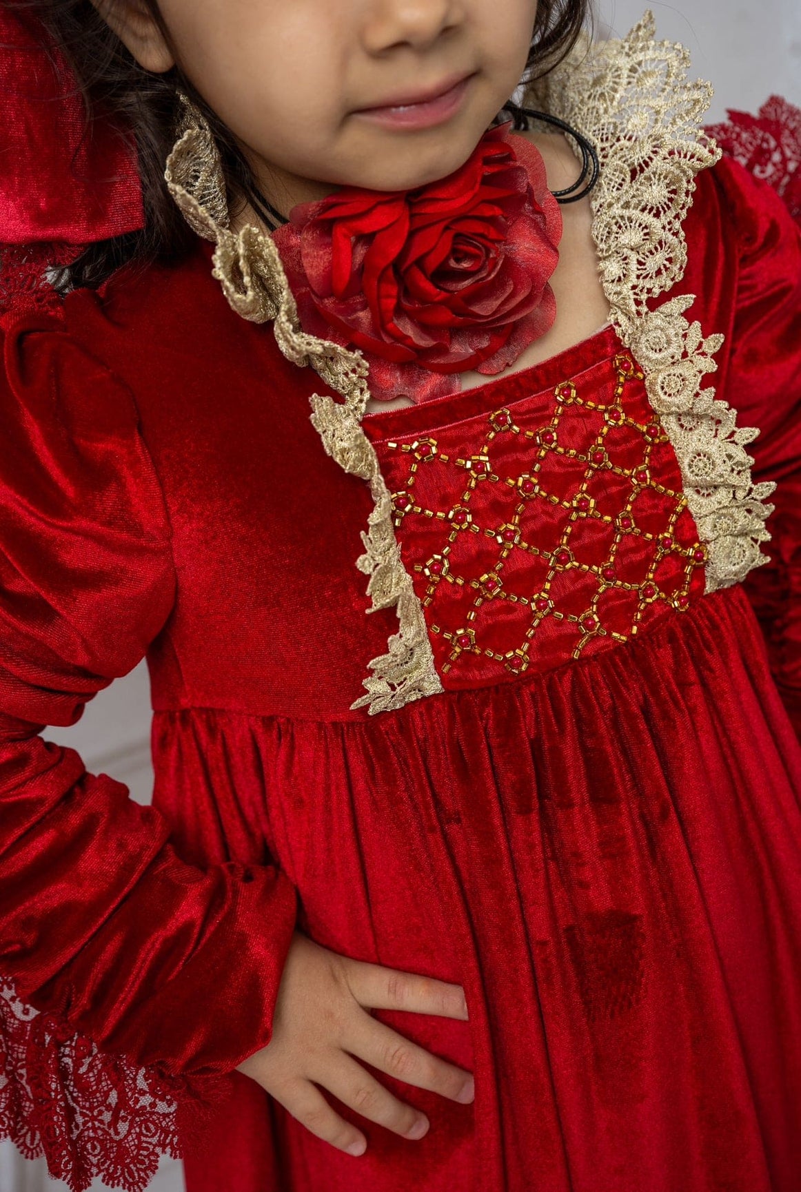 Girl | Victoria Velvet Dress | Red