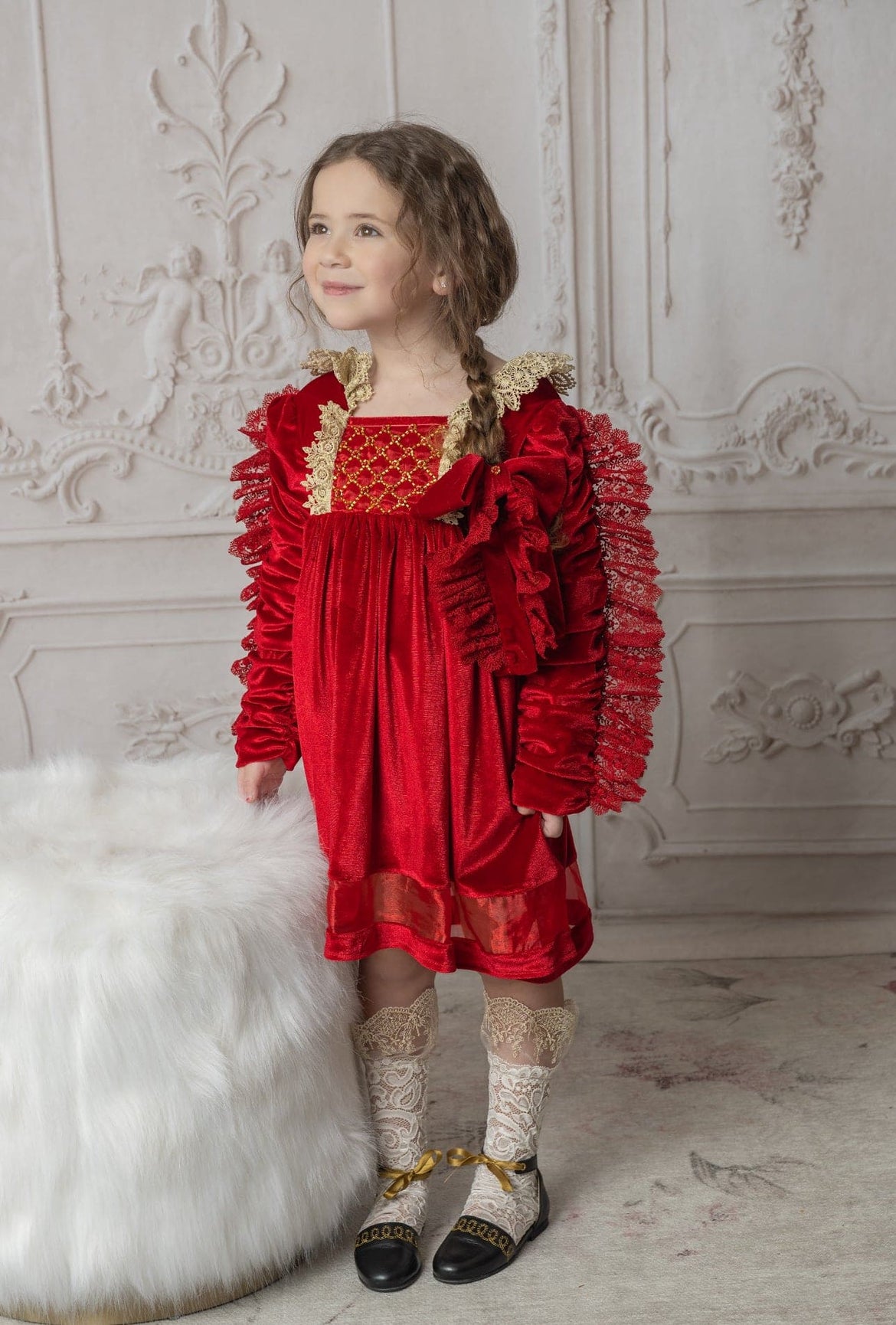 Girl | Victoria Velvet Dress | Red