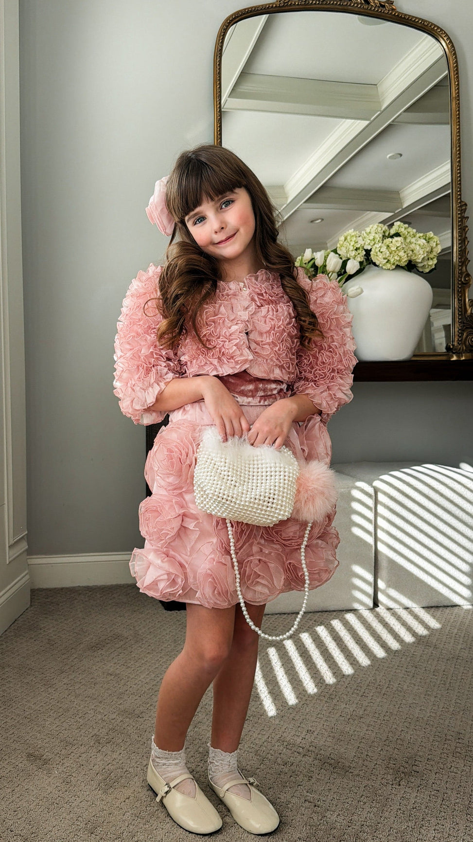 Girl | Vivian Ruffle Organza Jacket | Dusty Pink