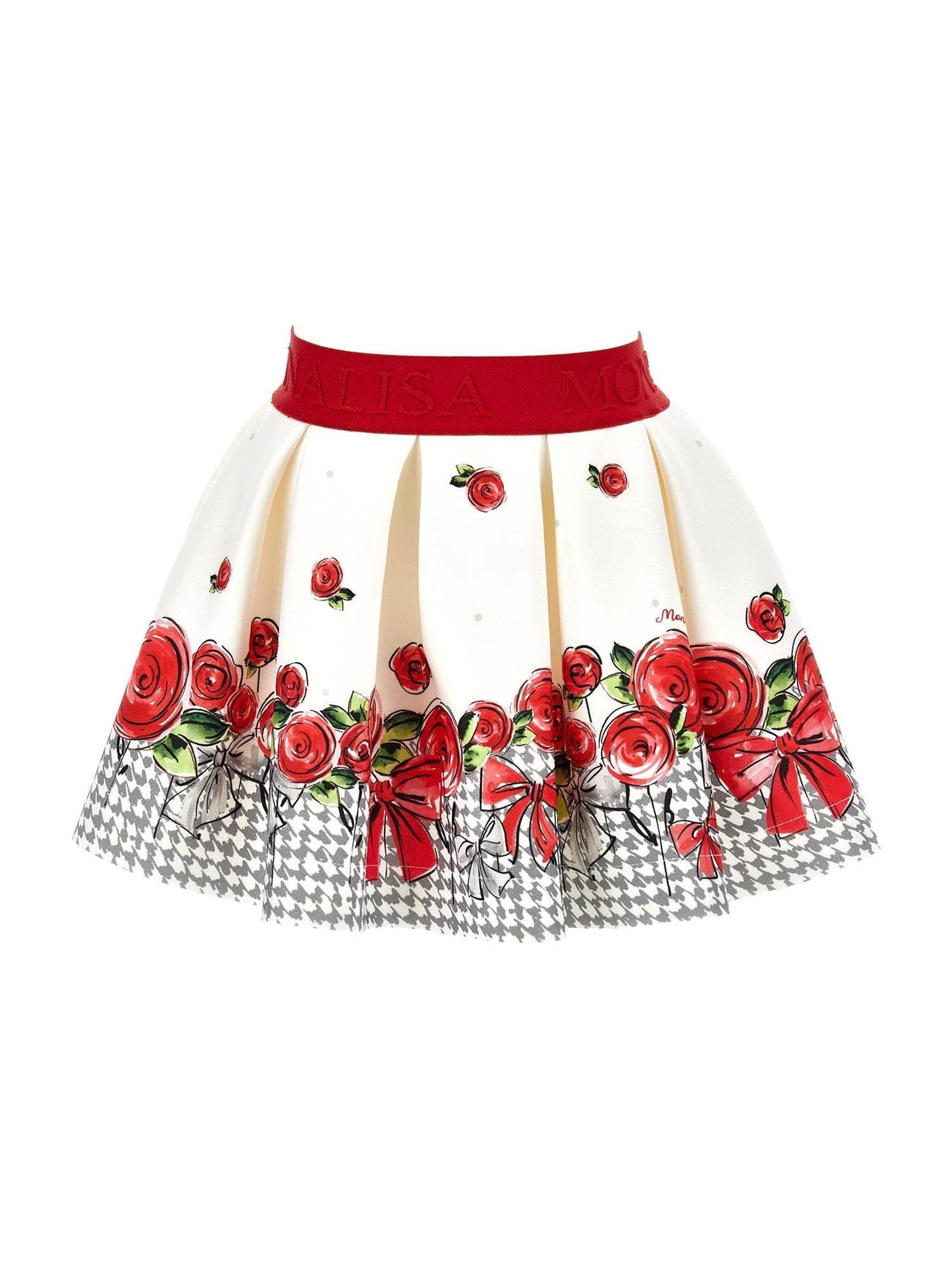 Girls | Floral Neoprene Skirt | Cream/Ruby
