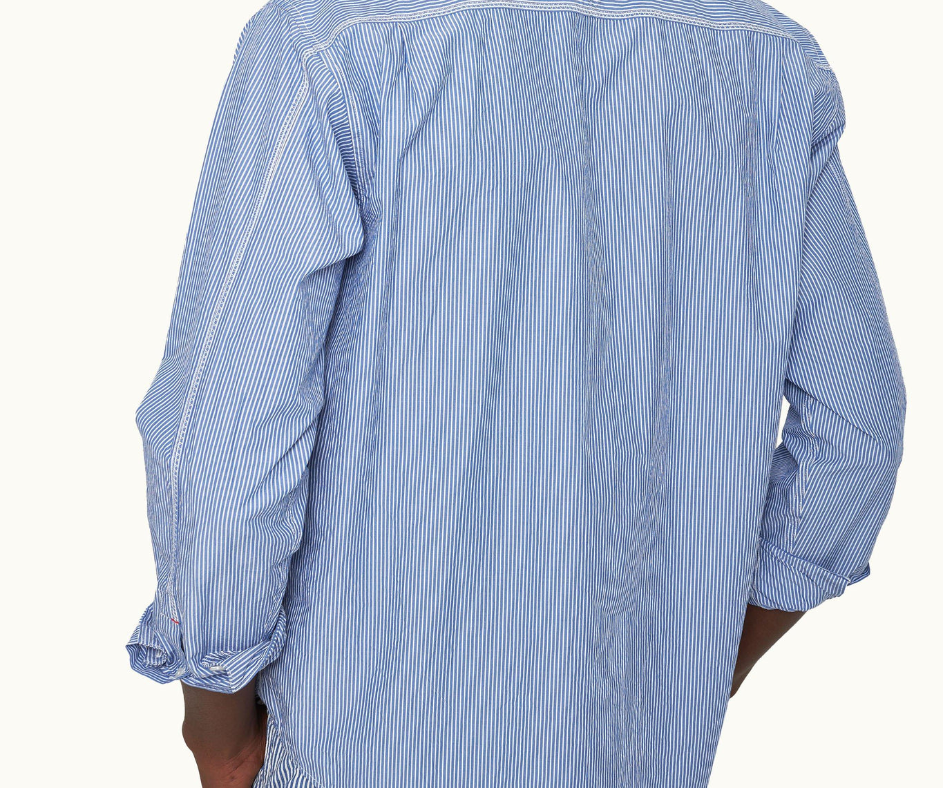 Grasmoor Stripe Relaxed Fit Classic Collar Washed Cotton Shirt Woven | Blueberry/White Stripe