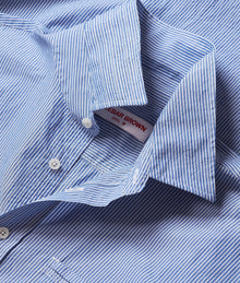 Grasmoor Stripe Relaxed Fit Classic Collar Washed Cotton Shirt Woven | Blueberry/White Stripe