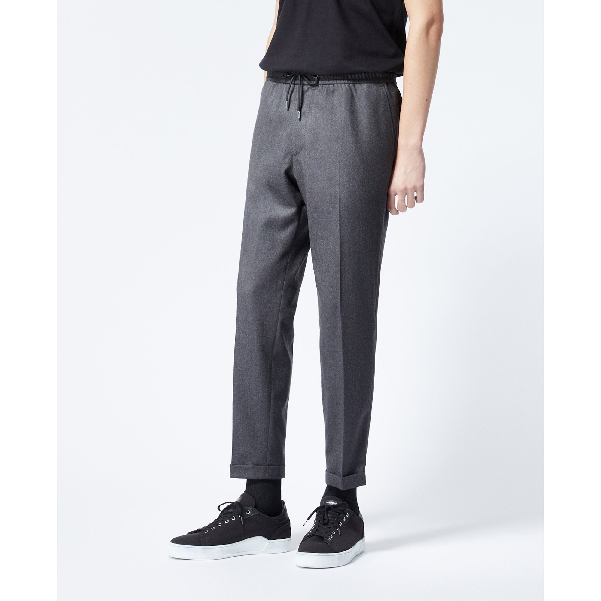 Gray Wool Pants With Elastic Band | Men | Dark Grey