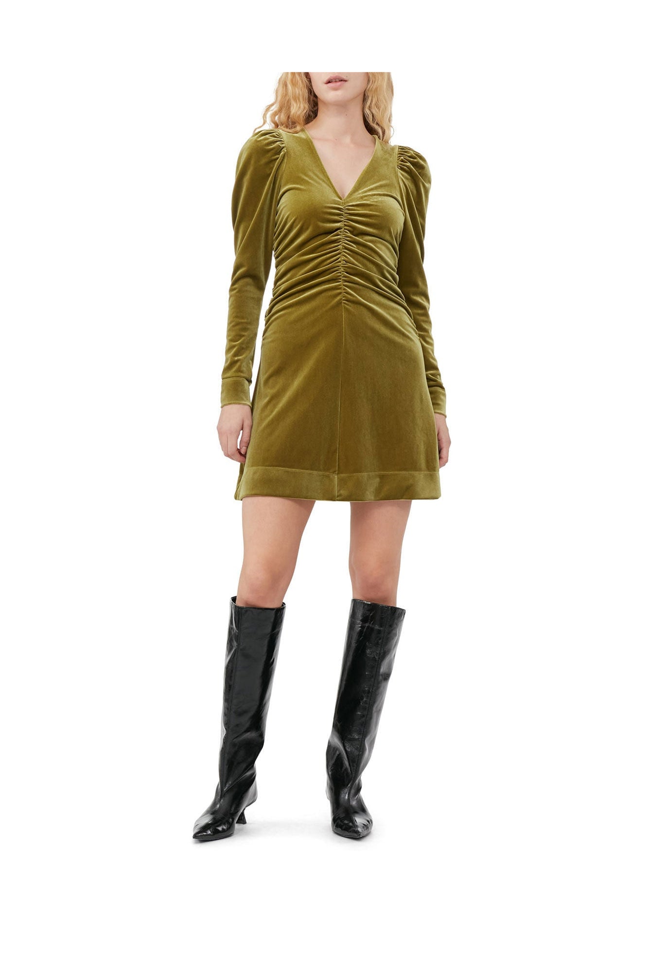 Green Velvet Jersey Mini Dress | Avocado