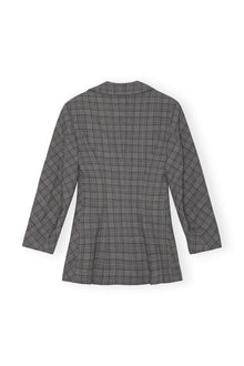 Grey Checkered Fitted Blazer | Frost Gray