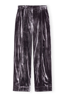 Grey Striped Velvet Relaxed Pleated Trousers | Phantom