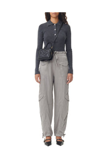 Grey Washed Satin Trousers | Frost Gray