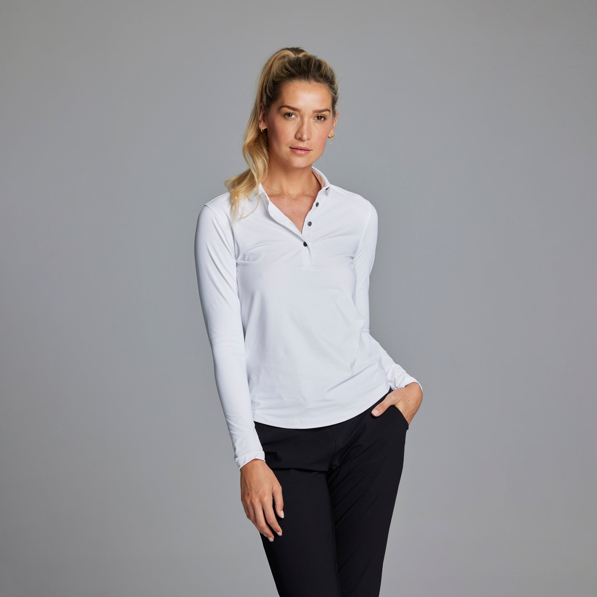 Women | Scarlett Long Sleeve Polo | Midnight Sky